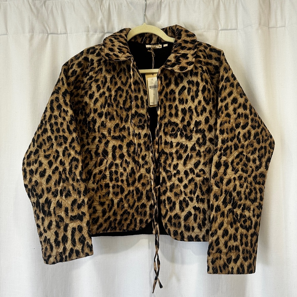 Anthropologie Quilted Leopard Print Coat